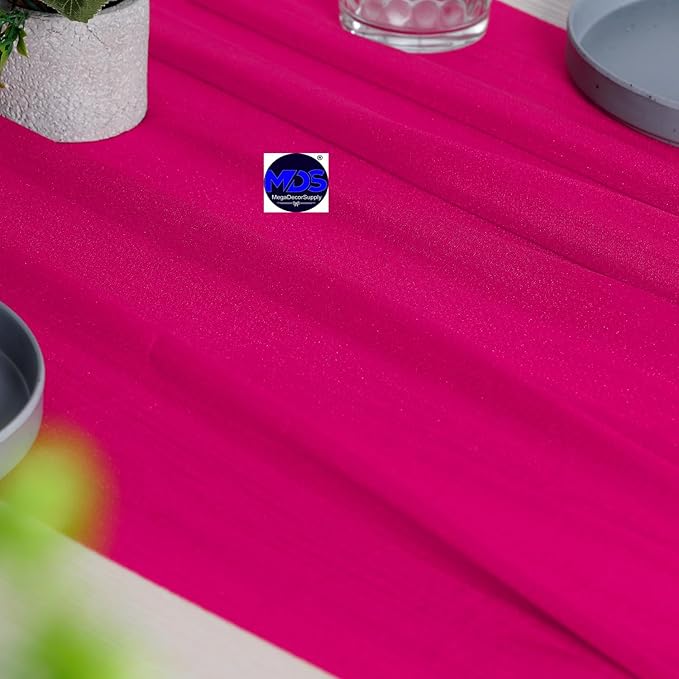 MDS Halloween Chiffon Table Runner - 5 Pack, 29 x 170 Inches, 14ft Each - Sheer Spooky Table Runners for Haunted House Parties, Trick-or-Treat Tables, Witchy Décor, Wedding & Events - Hot Pink