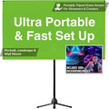 Valera 90in Green Screen Backdrop with Stand for Streaming, Ultra Portable 2 Min Setup, Portrait & Landscape, Tripod & Wall Mount, for Tiktok Zoom Video Meetings & More, +1k Free Backgrounds Included