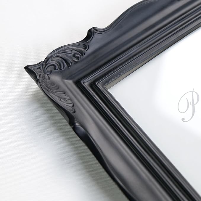 Cuspin 8x10 Picture Frame Black, Vintage Handmade Resin Frame with Carved Texture & Glass Front, Antique Retro Design for Tabletop Display or Wall Hanging, Black Photo Frames Home Decor