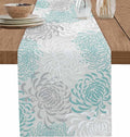 Auqa Chrysanthemum Cotton Linen Table Runner for Dining Kitchen, Wedding Outdoor Party Tablerunners Decoration, Farmhouse Floral Botanical Leaves Dresser Scarf Coffee Tablecloth Runners 13x48 Inches