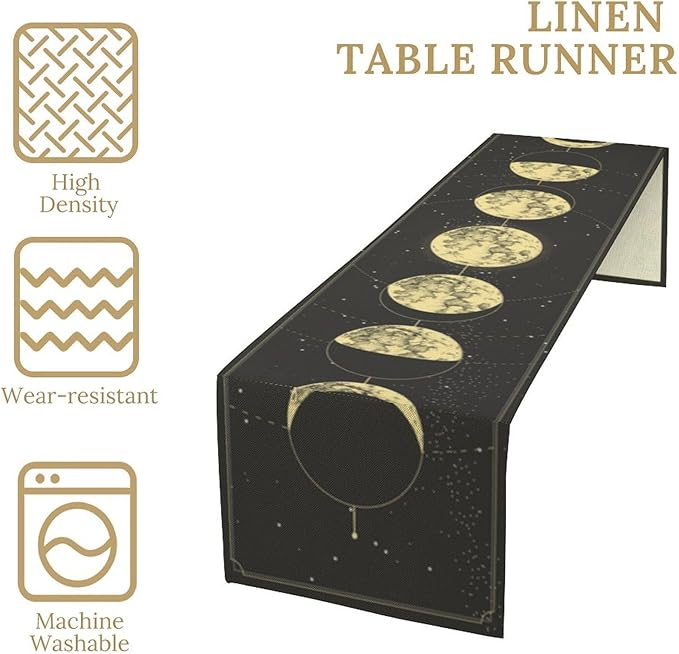 Sun Moon Table Runner, Mysterious Universe Milky Way Interstellar Space Western Traditional Elements able Runner for Party Living Room Home Kitchen Dinner Table Runner 13x120 Inch