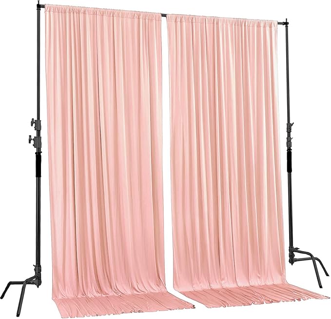 AK TRADING CO. 10 feet Wide x 12 feet Long IFR Polyester Backdrop Drapes Curtains Panels with Rod Pockets - Wedding Ceremony Party Home Window Decorations - (Blush)