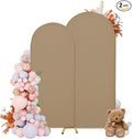 Wedding Arch Covers Arch Backdrop Cover Arch Stand Covers 7.2FT 6FT Set of 2 Arch Cover Spandex Fabric Stretchy Backdrop for Wedding Birthday Party Decoration Baby Shower (Khaki)
