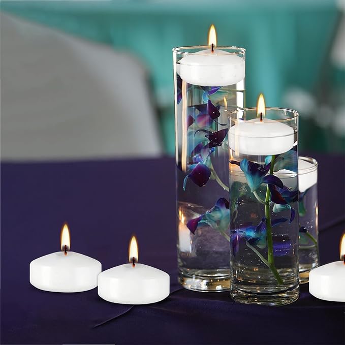 12 pcs Floating Candles, Smoke-Free and odorless, Burning continuously for 5-6 Hours, White, 2-inch Floating Candles, Suitable for Valentine's Day, Weddings, Holidays, Home Decoration