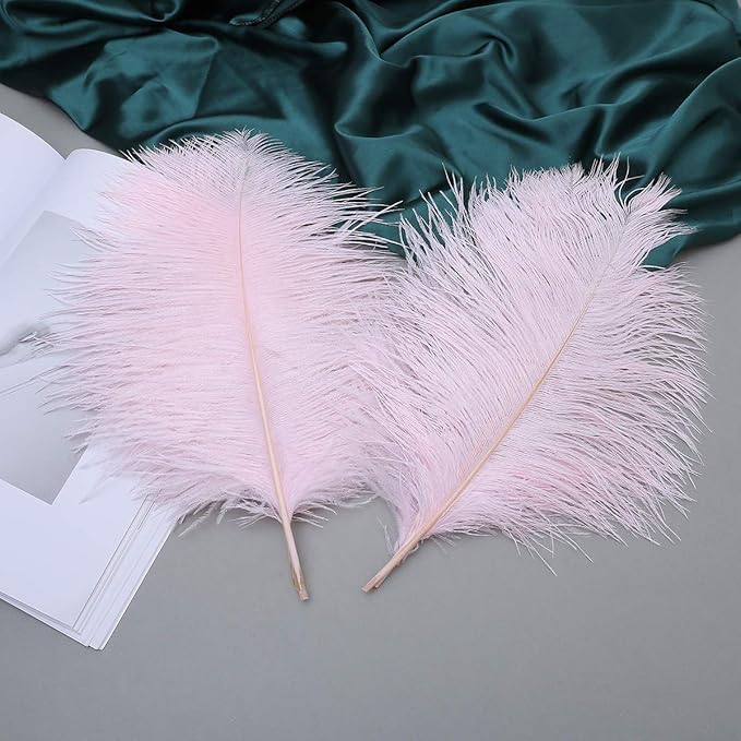 Ballinger Light Pink Ostrich Feathers - 24Pcs 8-10inch Feathers for Crafts,Party Centerpieces,Wedding and Home Decor
