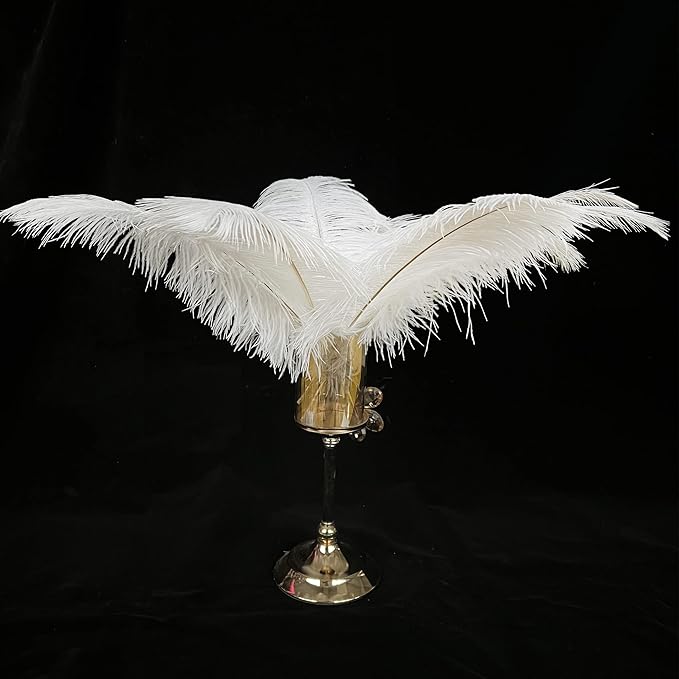 Happy Feather 16-18 inch White Ostrich Feathers Craft for Wedding Party Centerpieces Home Decoration DIY Craft Pack of 10