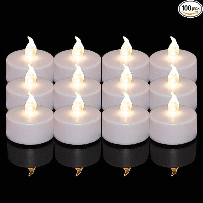 LED Tea Lights Candles- 100PACK Flameless Candles Realistic and Bright Flickering Long Lasting 200Hours for Holiday Celebration,Home Decoration Warm White
