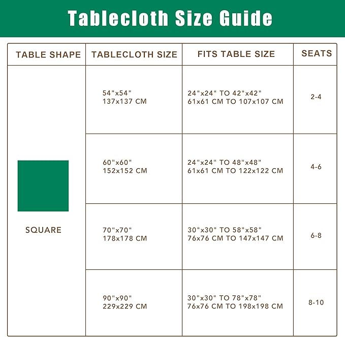 Biscaynebay Square Tablecloth 70x70 Inch-Sage Card Fabric Table Cover-Small Folding Table Cloths Linen Water Resistant Washable for Kitchen Dining Picnic Patio Outdoor Party Restaurant Tables