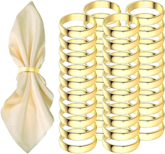 Gold Napkin Rings-40 Pcs Stainless Steel Napkin Rings,Metal Napkin Ring for Table Settings Wedding Christmas Party Dinner Table