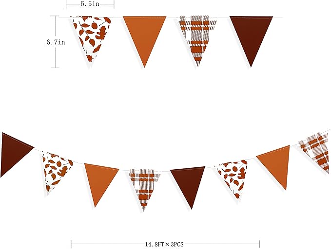 pinkblume Fall Party Decorations Maple Leaf Pennant Banner Triangle Hanging Flag Bunting for Autumn Thanksgiving Birthday Wedding Bridal Baby Shower Engagement Bachelorette Harvest Party Supplies