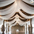 DUOBAO White Wedding Chiffon Ceiling 5x20FT Long Sheer Draping Fabric Photography Backdrops Soft Drapes Curtains for Weddings Arches Christmas Indoor Events, W 5' x L 20'-6 Panels, Snow