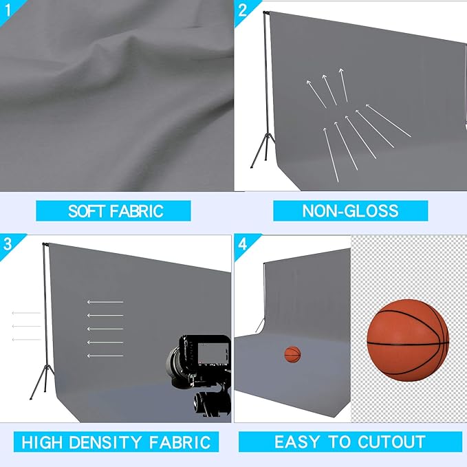 ISSUNTEX 10X12 ft Background Muslin Backdrop, Photo Studio, Collapsible High Density Screen for Video Photography and Television-Gray