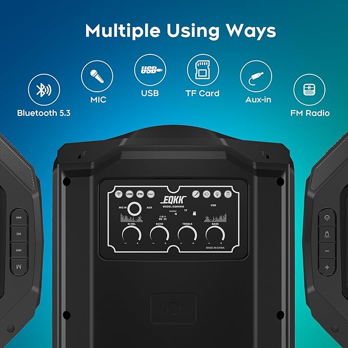 Portable Karaoke Machine for Adults, Bluetooth Speaker with 2 Wireless Microphones New PA System Bluetooth 5.3 Karaoke System with DJ Light for Party and Gatherings (Karaoke)
