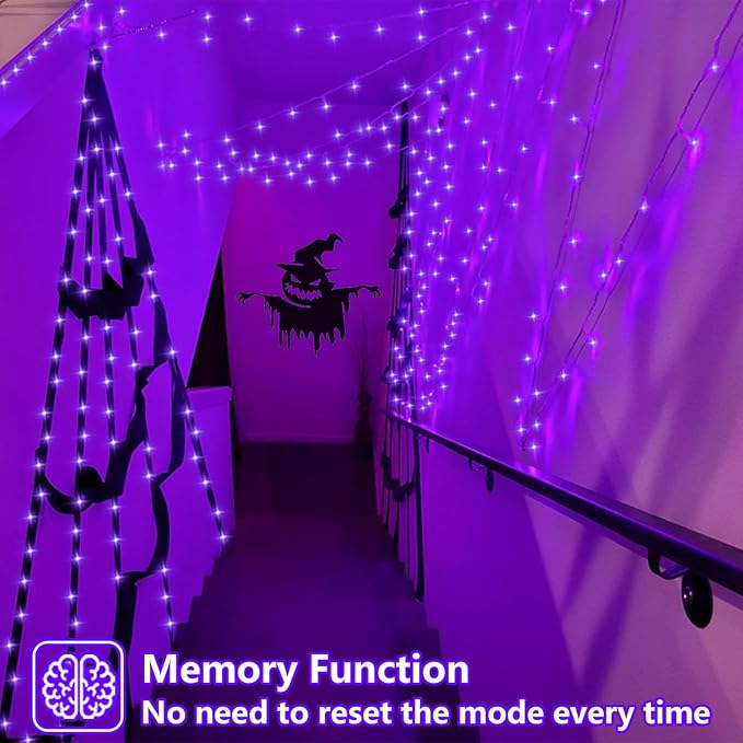 YEGUO 165ft 500 LED Halloween Lights Outdoor Waterproof, Purple String Lights Indoor Plug in, 8 Modes Clear Wire Purple Lights for Halloween Holiday Home Tree Garden Patio Decor