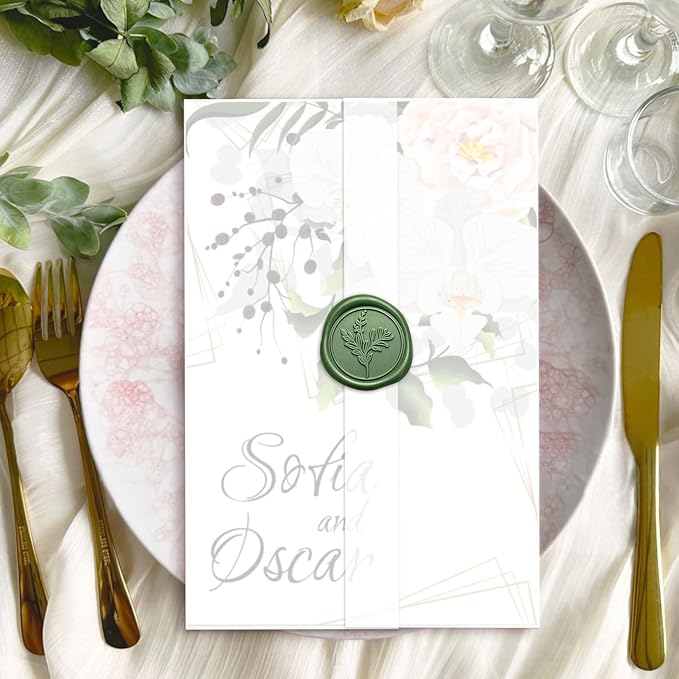 30 Pack Pre-Folded Vellum Jackets for 4.25x5.5 Invitations, Translucent Vellum Paper 4.25x5.5 Jackets, 100GSM Wedding Invitations Wraps, Envelope Liners for Birthdays, Baby Showers