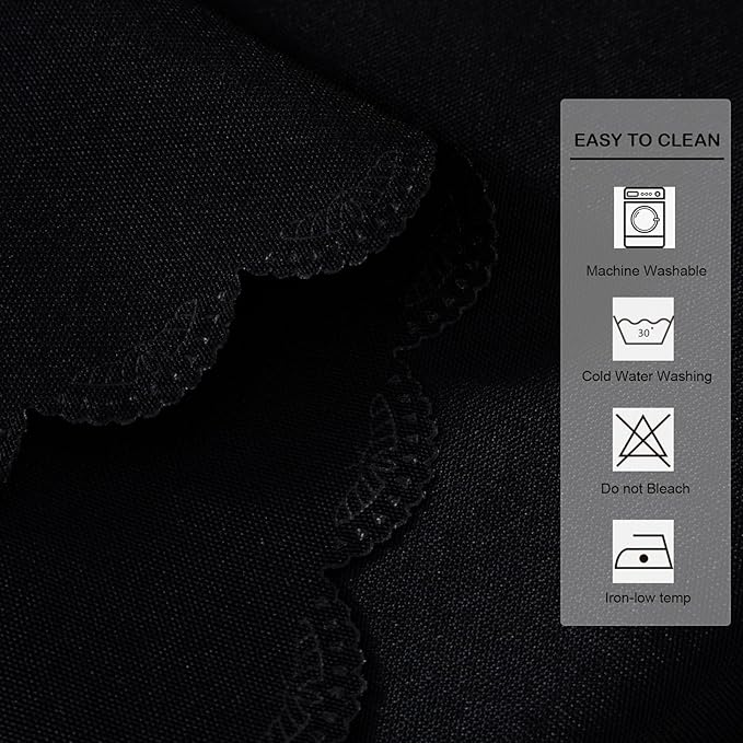 Small Round Black Tablecloth 36 Inch Polyester Fabric Washable Table Cover Decorative Wrinkle Resistant Solid Color Table Cloth for Kitchen Dinning Party Wedding Camping