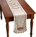 patdrea Designer Elegant French Floral Velvet Table Runner 87 Inch Long, Green with Orange Blossoms Pattern Table Mat, Decor for Kitchen Dining Coffee Table Cabinet Banquet Thanksgiving,12"*87"
