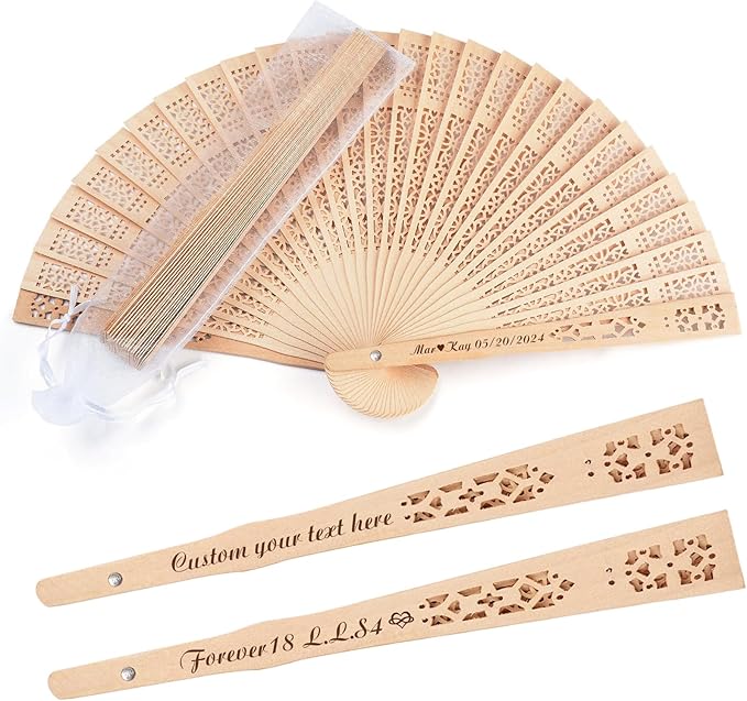1Pcs Personalized Folding Hand Fans Custom Engraved Summer Wedding Fans,Personalized Wooden Fans Party Favor Bridal Shower Gifts for Guests