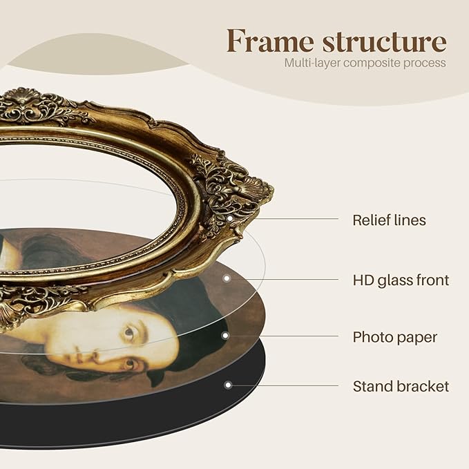 Cuspin 5x7 Gold Frames Vintage Picture Frame, Bronze Gold 5 by 7 Picture Frame Hand-Crafted Resin with Glass Front Ornate Retro Antique Photo Frame for Wall and Tabletop Display Home Decor