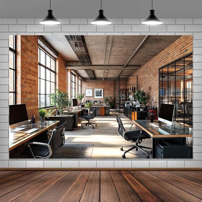 7X7ft Office Video Photo Backdrop Photography Background for Recording Conference, Zoom Home Podcast Backdrops Photo Booth Prop Decorations Wall Decor Tablecloth