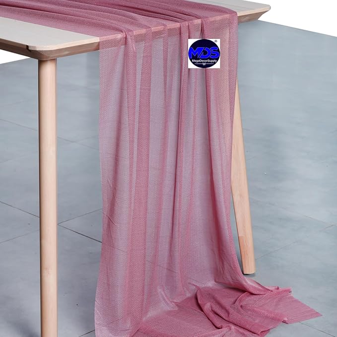 MDS Halloween Chiffon Table Runner - 1 Pack, 29 x 170 Inches, 14ft Each - Sheer Spooky Table Runners for Haunted House Parties, Trick-or-Treat Tables, Witchy Décor, Wedding & Events - mauva