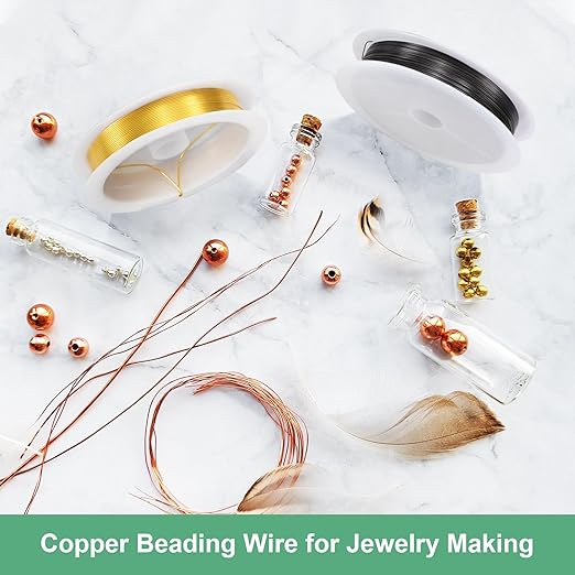 0.5 mm/24 Gauge Copper Wire for Jewelry Making, 20.3FT Copper Beading Craft Wire for Jewelry/Weaving/DIY Crafting/Planting, Color-Retaining [6.2M, Light Golden]