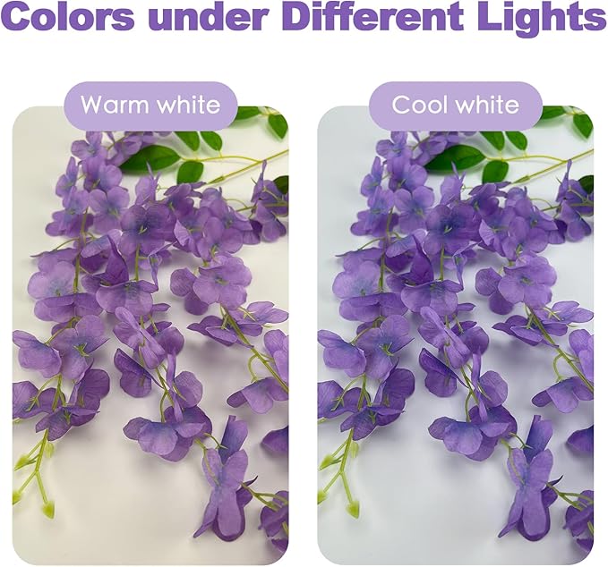 48 Pcs of Wisteria Hanging Flowers, 3.75 Feet Fake Wisteria Flower Strings, Artificial Wisteria Flowers Hanging Garland for Backdrop, Wedding, Ceremony,Garden and Home Wall Decoration (Light Purple)