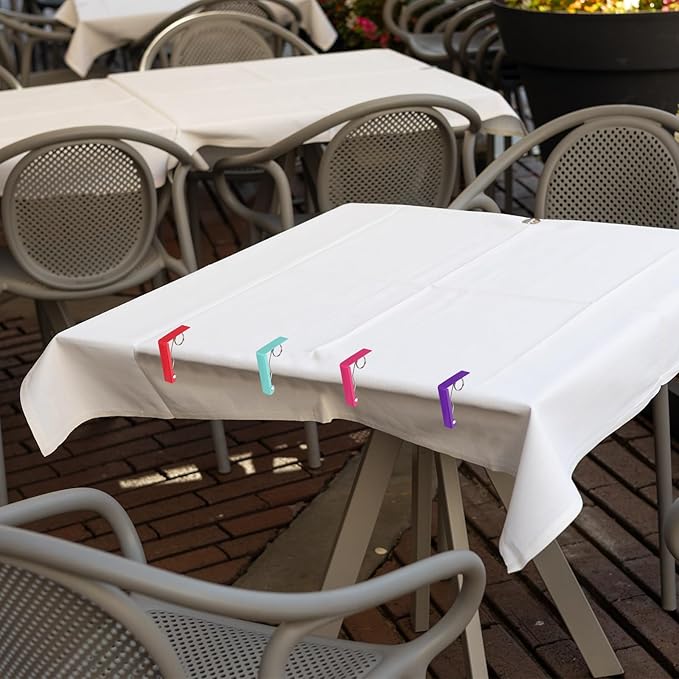 uxcell 4 Pack Tablecloth Clips, Stainless Steel Table Cloth Cover Clamps, 2.87" x 2.36" Windproof Holder Clips for Home Party Picnic Wedding Camping Dining Tables, Metallic Black