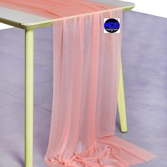 MDS Halloween Chiffon Table Runner - 15 Pack, 29 x 170 Inches, 14ft Each - Sheer Spooky Table Runners for Haunted House Parties, Trick-or-Treat Tables, Witchy Décor, Wedding & Events - Peach