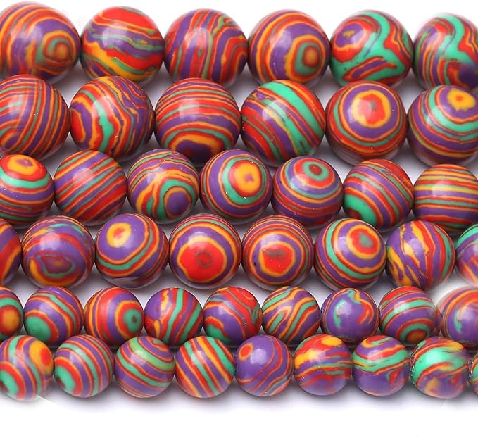 Painted Peacock Turquoise Stone Beads Gemstone Round Crystal Energy Jade Beads Stone Beads for Jewelry Making DIY Bracelet Necklace Jewelry Making 1 Strand 15.5inch 45PCS 8MM