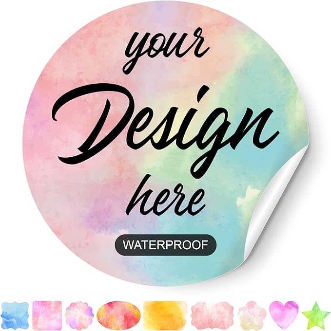 Custom Stickers - Personalized Labels, Circle, 5"x5", 100 Count, Vinyl, Waterproof, Glossy Finish, Business & Personal Use