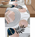 Modern Boho Cotton Linen Table Runner for Dining Kitchen, Wedding Outdoor Party Tablerunners Decoration, Abstract Bohemian Tropical Palm Leaf Dresser Scarf Coffee Tablecloth Runners 13x60 Inches