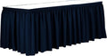 Ultimate Textile Pleat Polyester Fabric Table Skirt - Machine Washable Flame Resistant with Clips for Events, Weddings & Trade Shows, Cut & Sewn in Paterson, NJ - Navy, 17' Shirred Pleat
