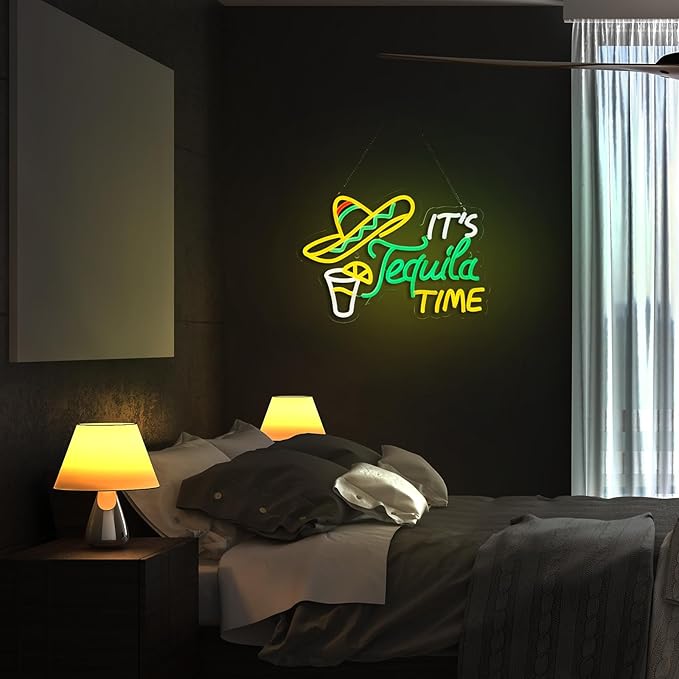 Tequila Neon Sign Mexican Tequila LED Neon Light USB Powered Dimmable Man Cave Cafe Bistro Club Party Beer Bar Restaurant Decor(16.3x11.2 Inch)