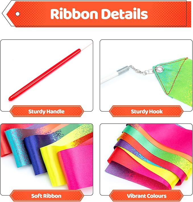 20 Pack Ribbon Dancer Wands for Kids,Rainbow Streamers Dance Ribbon,Party Favors Goodie Bags Stuffers,Birthday Decorations,Girls Party Games Supplies,Dance Gymnastics Pretend Play Princess Cat