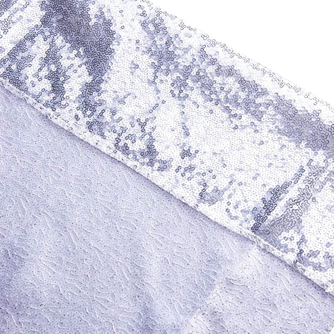 SquarePie Sequin Backdrop Not See Through Thick Background Glitter Curtain Party 20FT x 10FT Silver
