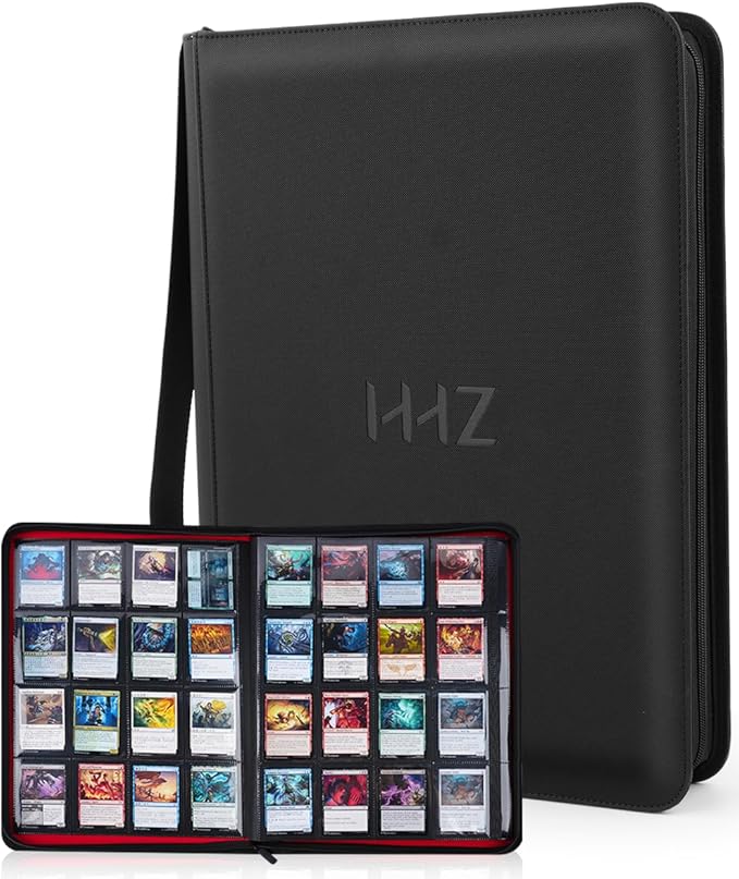 16-Pocket Card Binder - Card Binder Holds 832 Cards with Durable PU Leather & Side Loading for Baseball, Sport, MTG, TCG, PKM, Game Cards, Regular Cards Binder Double Sided Pocket Collector Album