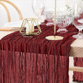 MLMW 4 Pack Christmas Table Runner Cheesecloth Burgundy Boho Cheese Cloth 160 inch Gauze Rustic Sheer Table Runner 13.3ft for Party Wedding Baby Bridal Shower Birthday