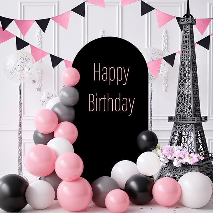 LEBENGURU Upgraded 6FT Wedding Arch Cover, Black Spandex Fitted Arch Backdrop Cover, Round Top Chiara Stand Covers for Birthday Party Baby Shower Banquet Balloon Décor