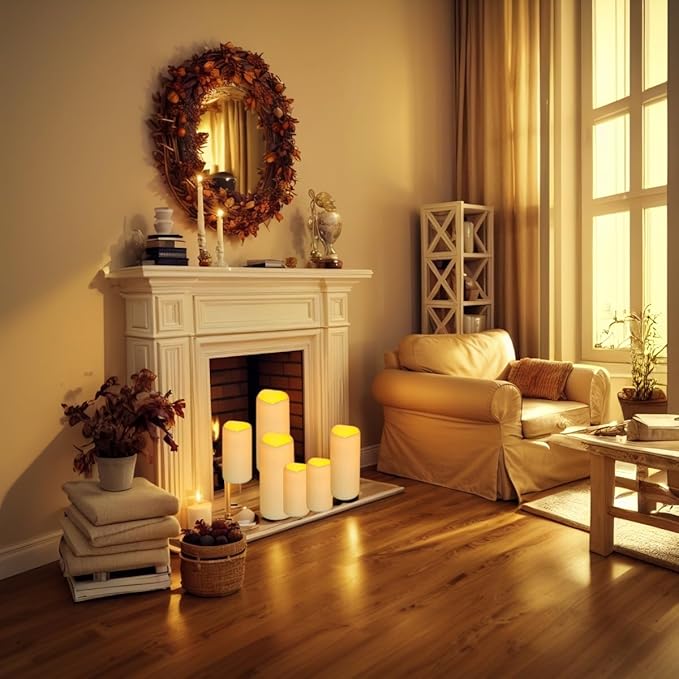 9pcs Flameless Flicking LED Candles with Remote, Battery Operated Candles, Electric Candle for Dining Tables and Fireplaces