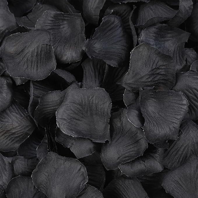 1000 Pcs Artificial Fake Rose Petals,Flower Petals for Romantic Night, Engagement, Party, Wedding, Event Flower Decorations, in Bulk(Black)