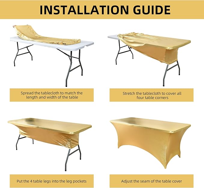 2-Pack 6ft Spandex Table Covers for Rectangle Standard Folding Tables - Wrinkle Resistant Stretch Tablecloths - Ultimate Fitted Table Protector for Parties, Trade Shows, Banquet