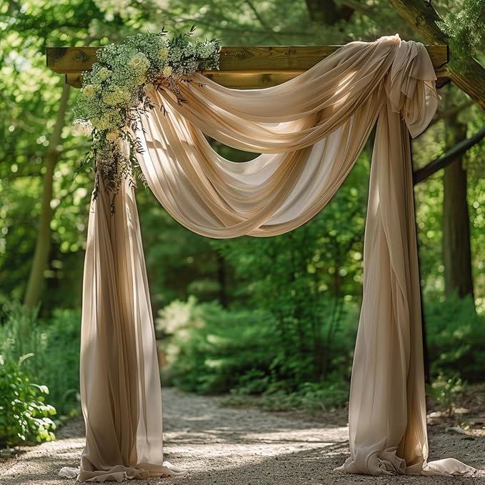 Wokceer Wedding Arch Draping Nude 2 Panels 28.7" x 20FT Sheer Fabric Drapes Backdrop for Ceremony, Birthday Party, Bridal Shower Decoration
