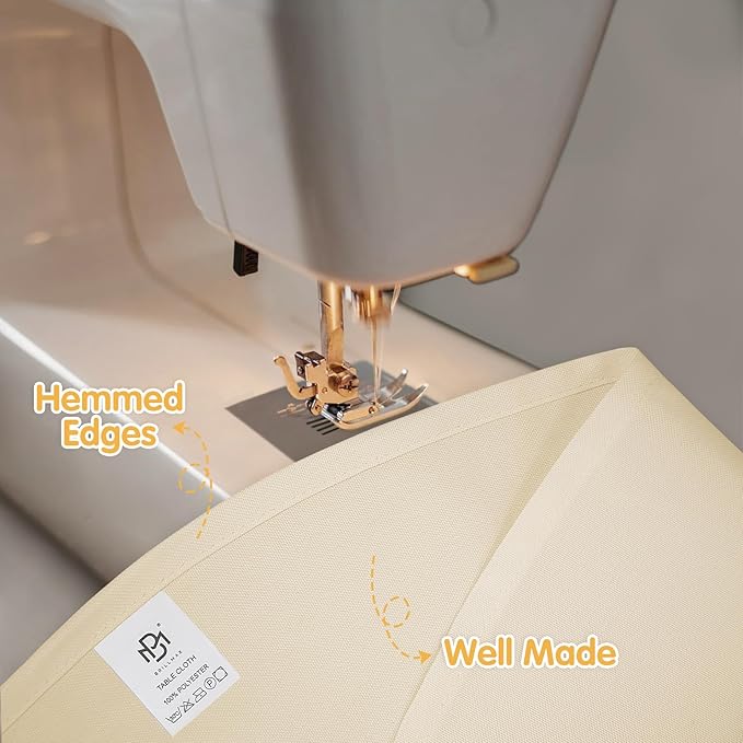 BRILLMAX 6 Pack Beige Round Tablecloths 120 Inch - Circle Bulk Linen Polyester Fabric Washable Table Cloth Cover for Wedding Reception Banquet Birthday Party Buffet Restaurant
