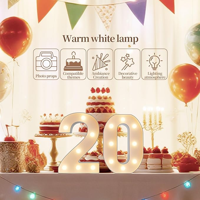 LED Marquee Light Up Numbers Sign - Lighted Birthday Numbers Sign for 50th Birthday Party Decoration, Bar Wall, Home, Table Room, Wedding and Christmas Decorations, Number 50
