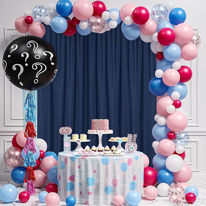 DWCN Backdrop Curtains for Parties, Background Curtains Photography Backdrop Drapes with Rod Pockets for Wedding Decorations Stage Birthday Family Gatherings, 2 Panels 5ft x 10ft, Navy Blue