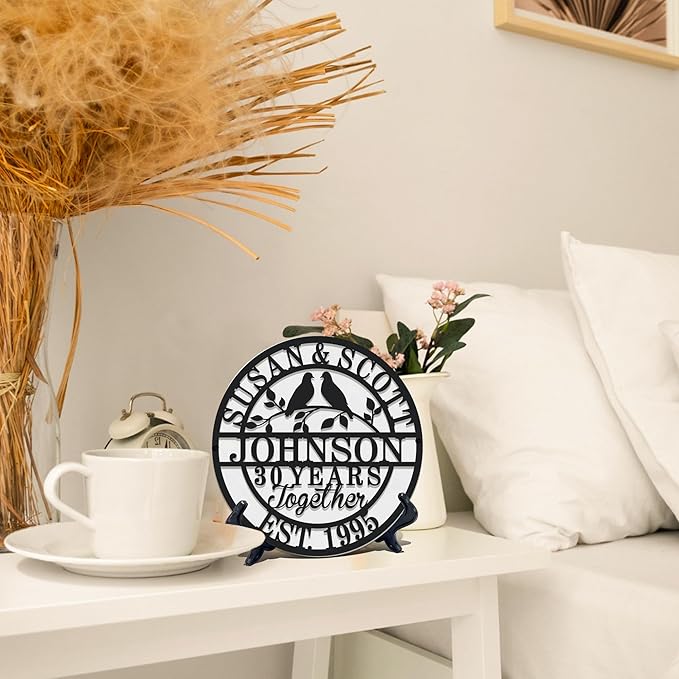 Personalized Christmas Gifts 2025 Best Housewarming Gifts Custom 50th or Any Year Wedding Anniversary Metal Sign Wedding Gifts Personalized Metal Name Signs Monogram Wall Decor