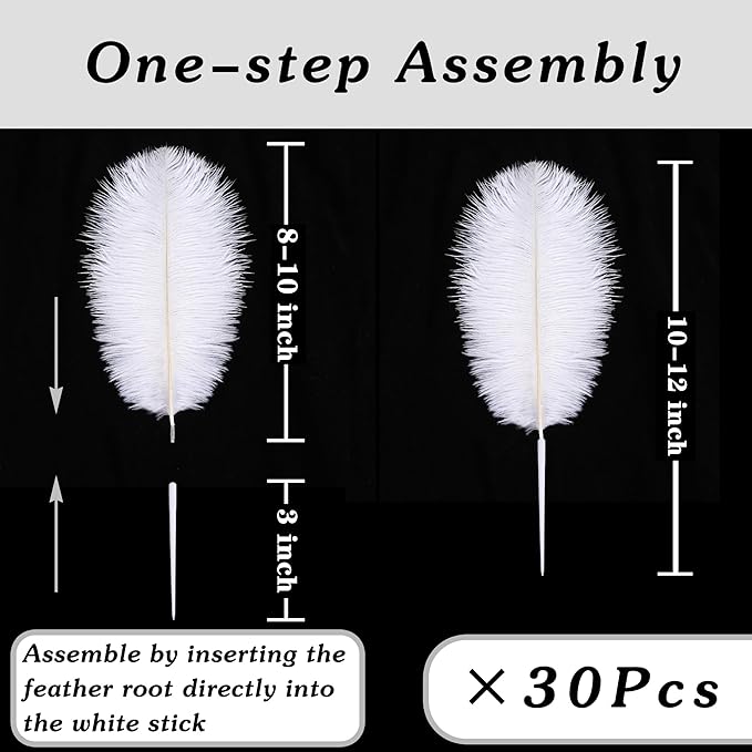 SOGUGOM Champagne Craft Ostrich Feathers - 30PCS 8-10 inch Ostrich Feathers Kit for Centerpieces, Kindergarten Crafts, Dream Catchers and DIY Projects(Champagne)