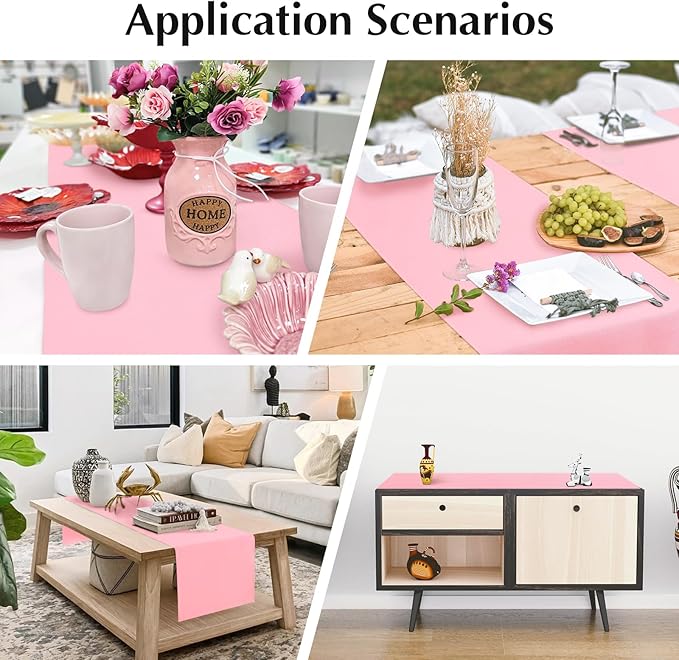 2 Pack Pink Table Runner 12 x 90 Inch Solid Color Farmhouse Runners Coffee Table Dresser for Daily Party Home Decoration