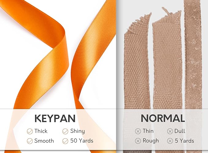 Orange Satin Ribbon 7/8 Inch x 50 Yards Double-Faced for Bows Crafts Gift Wrapping Christmas Flower Bouquet Fall Wedding